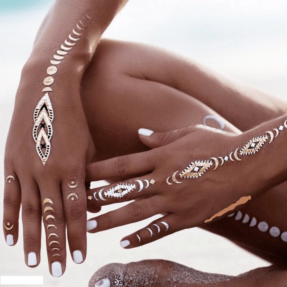 3 sheets Golden Silver Temporary Tattoo - Picture 15 of 15